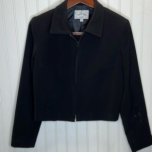 Carmel Zhao Black Zip Up Crop Jacket Size 4